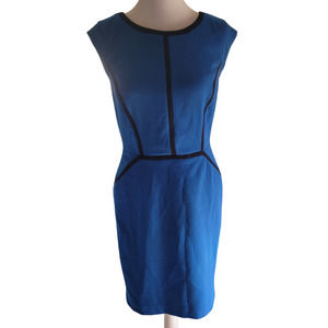THE LIMITED Blue Black Structured Colorblock A-Line Sleeveless Career Dress Sz 2